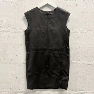 MAISON MARGIELA MM6 black leather zipper detail sleeveless mini dress